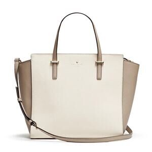 Kate Spade New York Pebble Cedar Street Hayden Handbag Crisp Linen Cement Gold